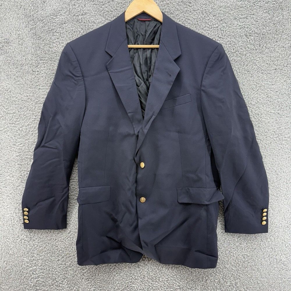 VTG Double Breasted Yachting Blazer 44L Hart‎ Schafnner Marx Navy Gold Buttons